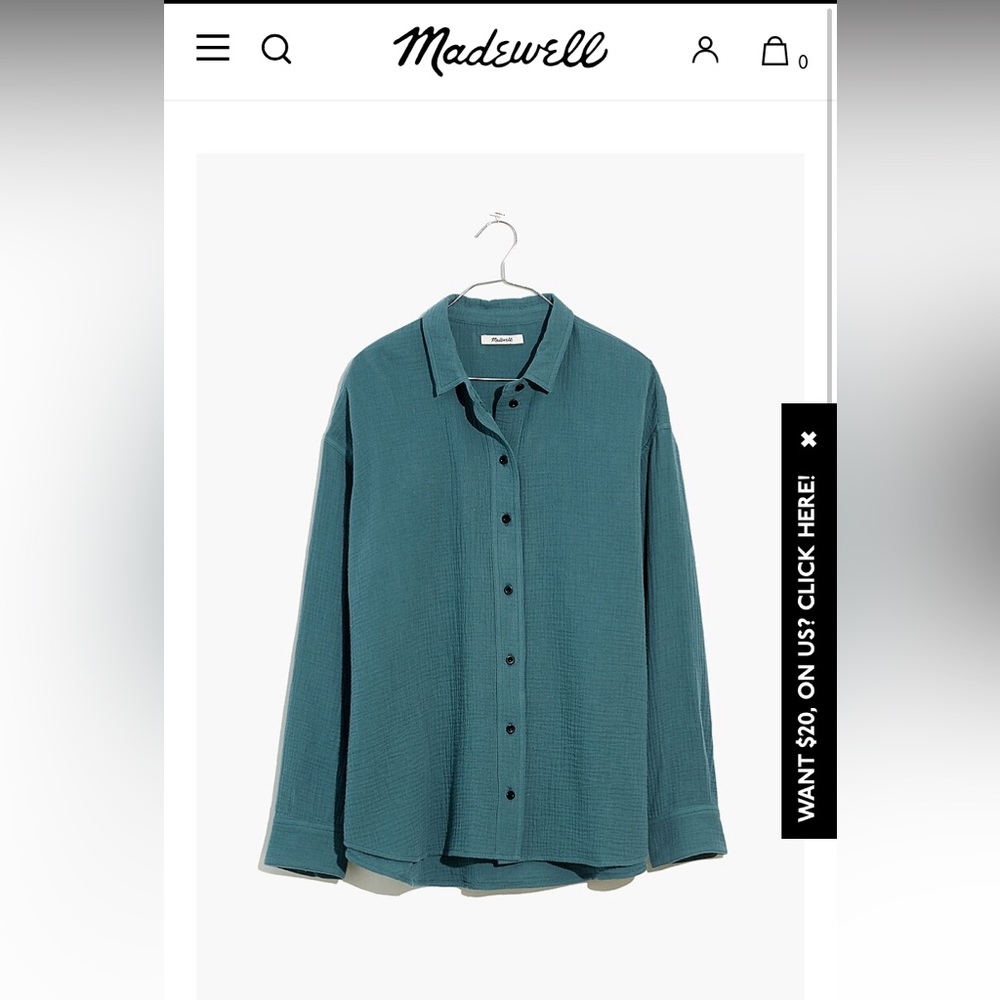 Madewell light spun painters shirt size small